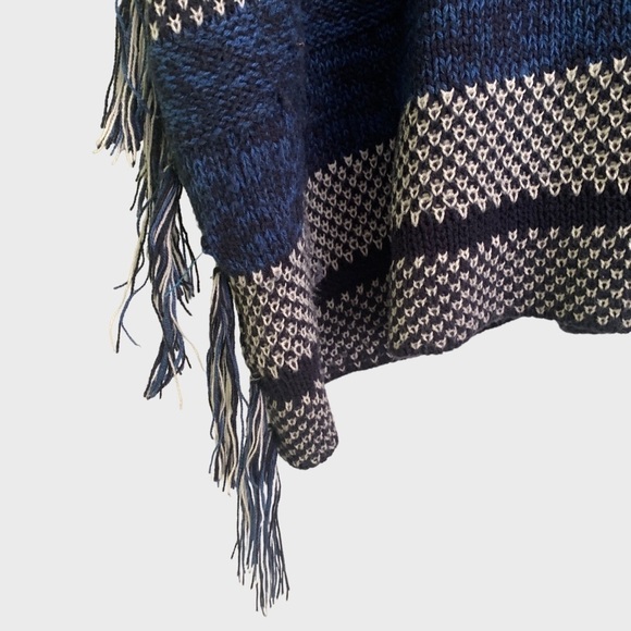 Chaps Denim Fringe Poncho Sweater - Picture 3 of 6